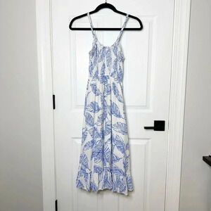 SELFIE LESLIES Size S Blue Midi‎ Leaf Print Sundress Smocked Top